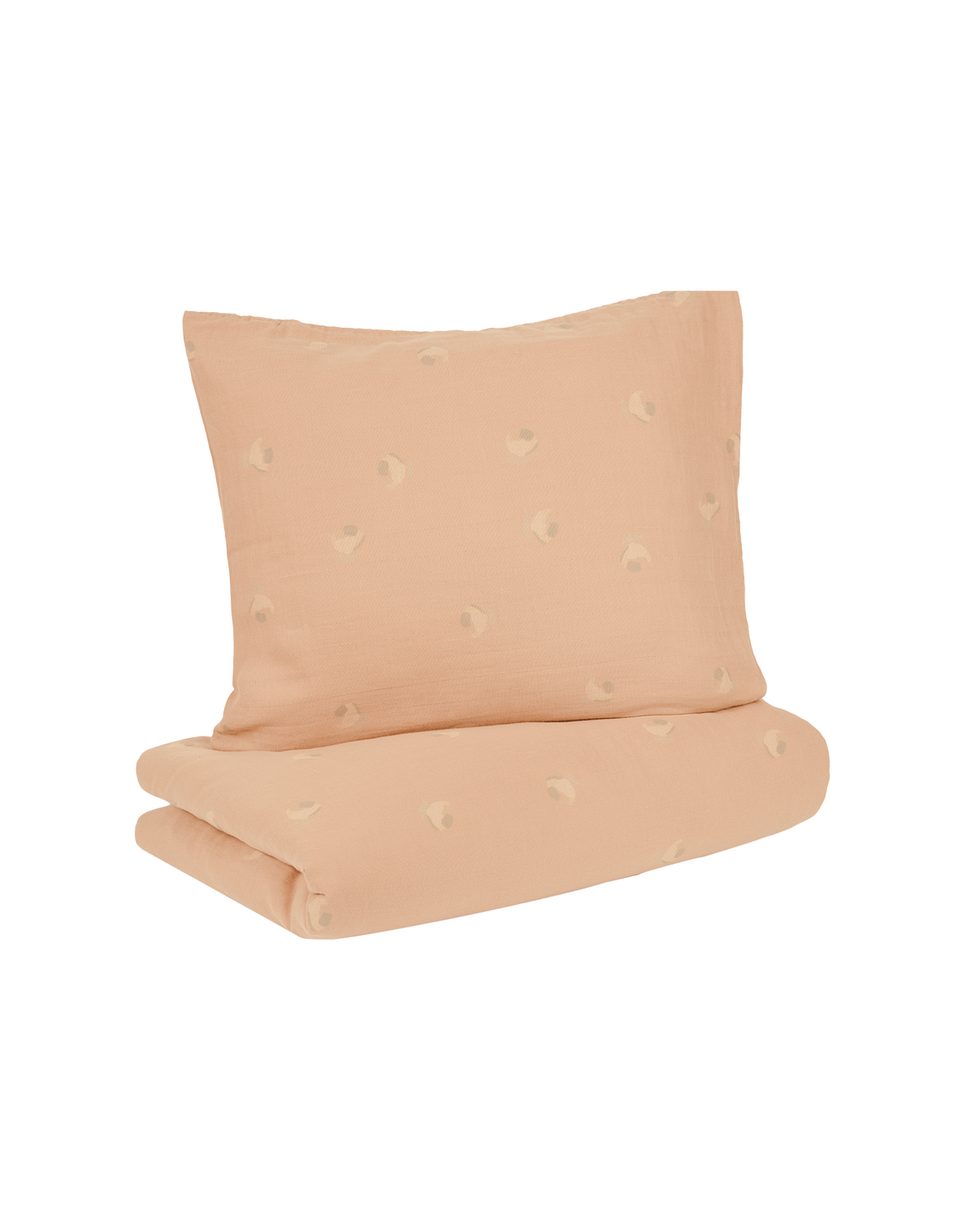 KID DUVET COVER SET IN WASHED DOUBLE MUSLIN WABI-SABI - POWDER PINK BLOSSOM
