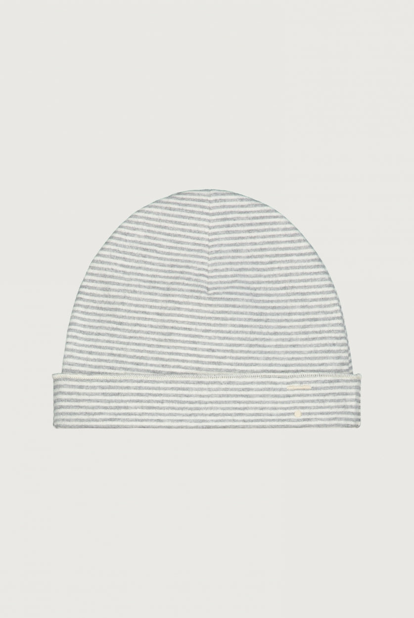 BABY BEANIE - GRAY MELANGE - CREAM