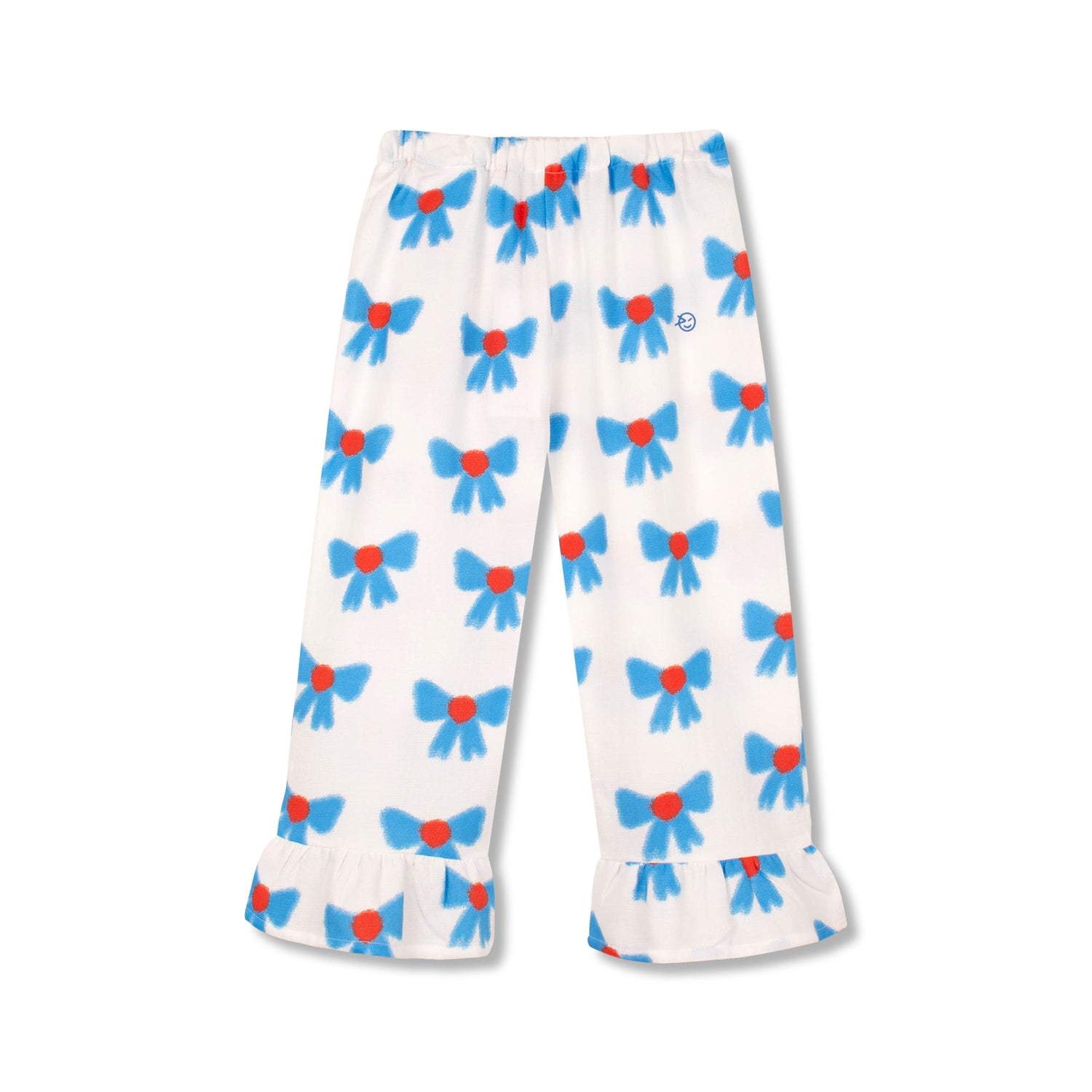 WIDE LEG FRILL PANT - BOW PRINT