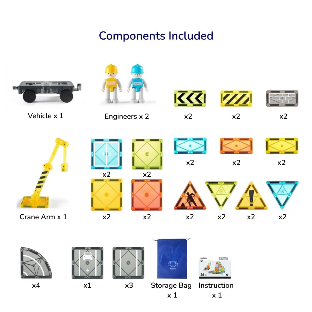 COLORFUL MAGNETIC TILES - LITTLE ARCHITECT 36 PIECES