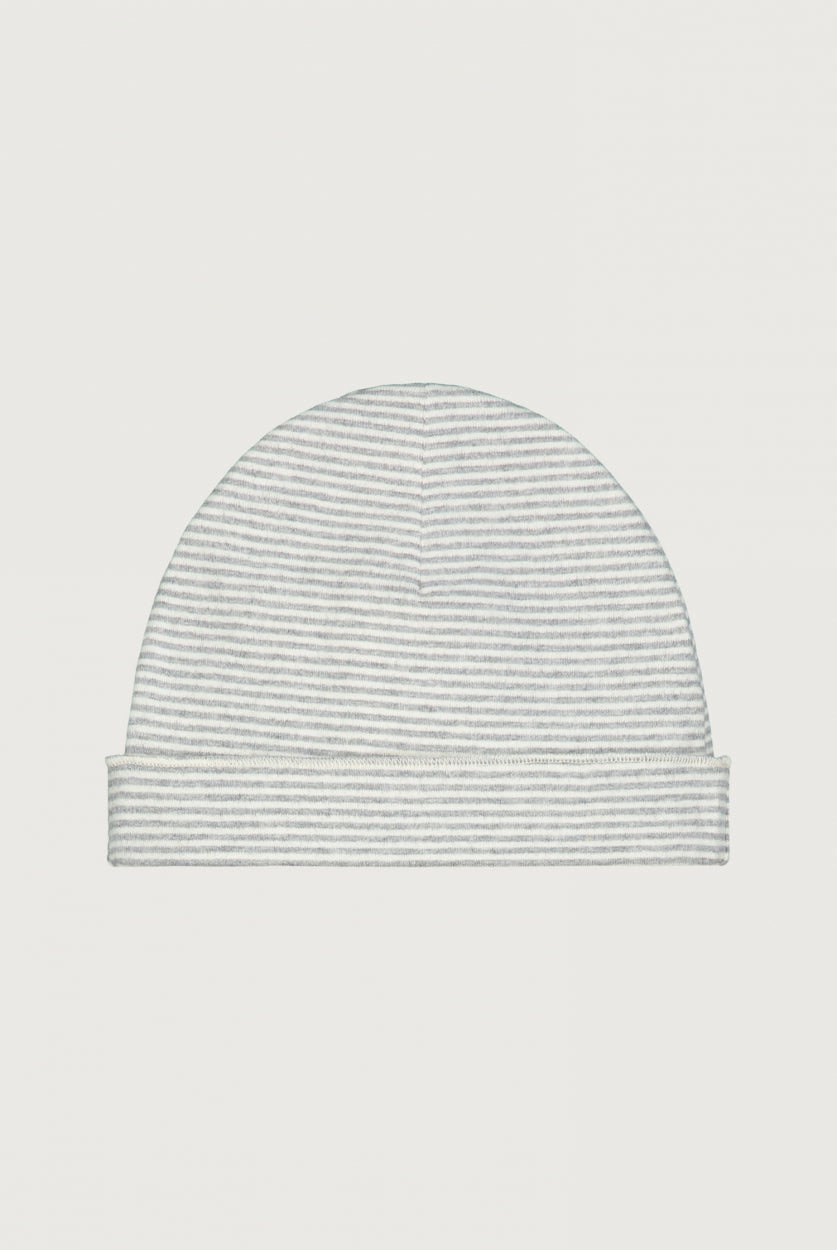 BABY BEANIE - GRAY MELANGE - CREAM