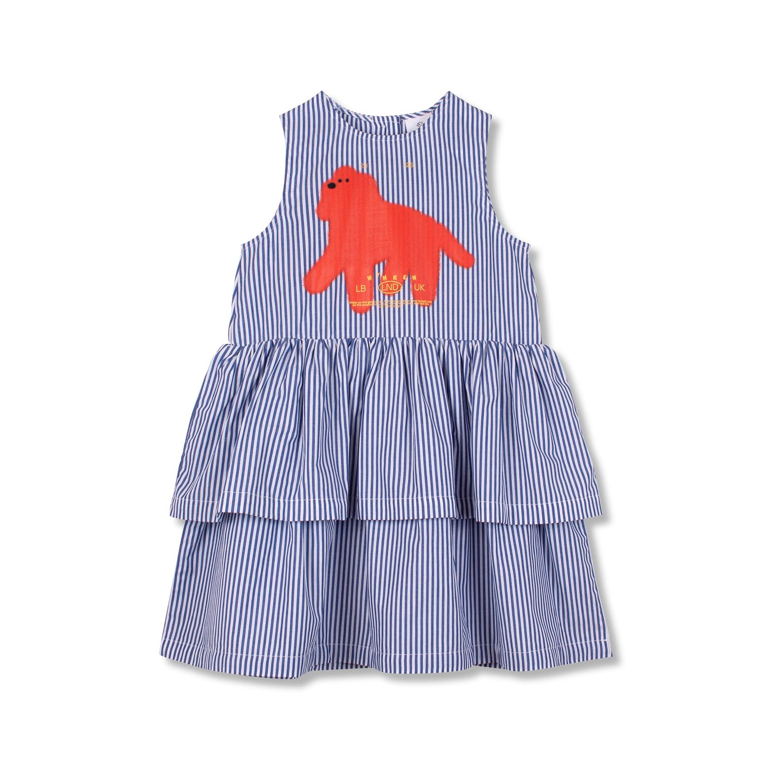 FANCY BOW DRESS - FINE BLUE STRIPE
