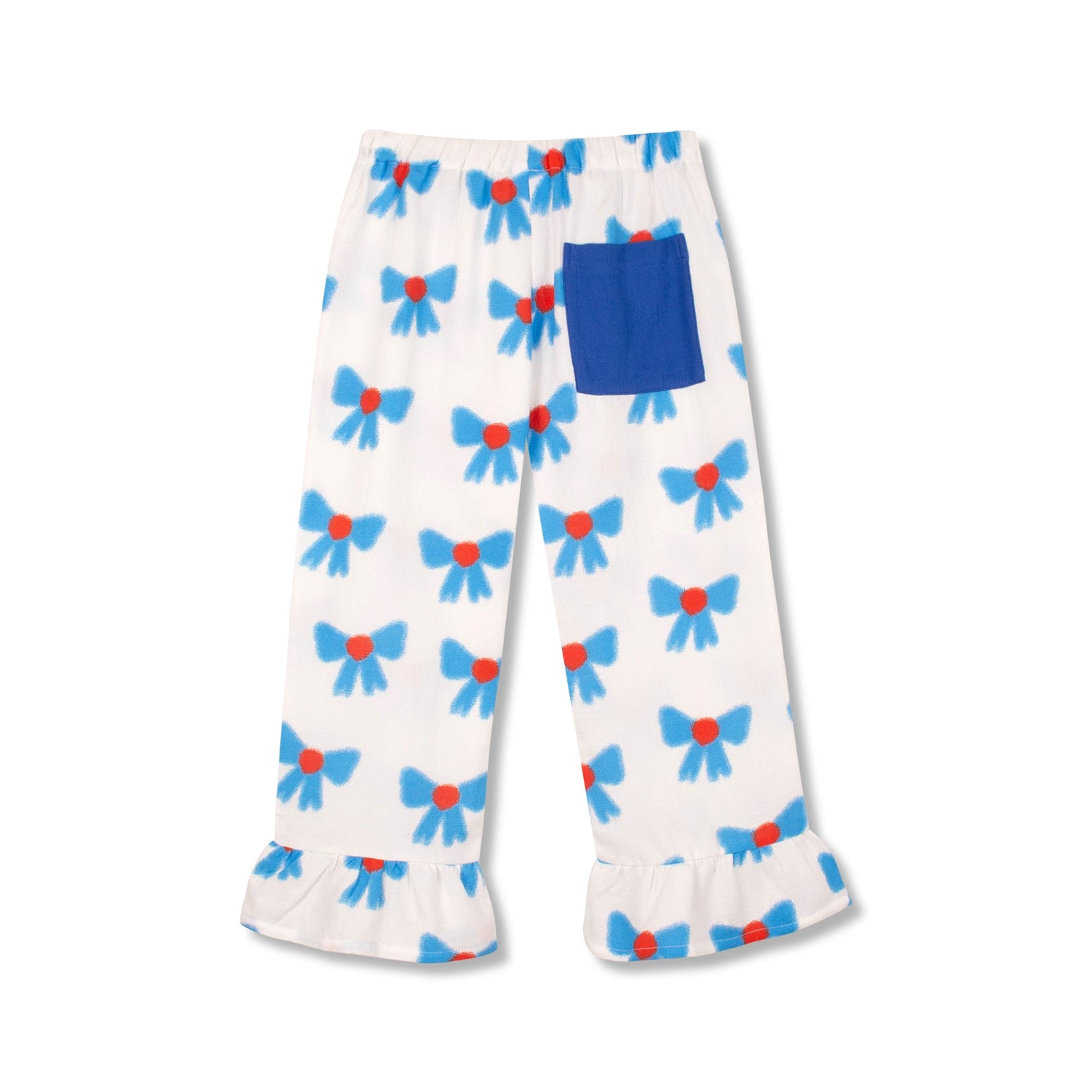 WIDE LEG FRILL PANT - BOW PRINT
