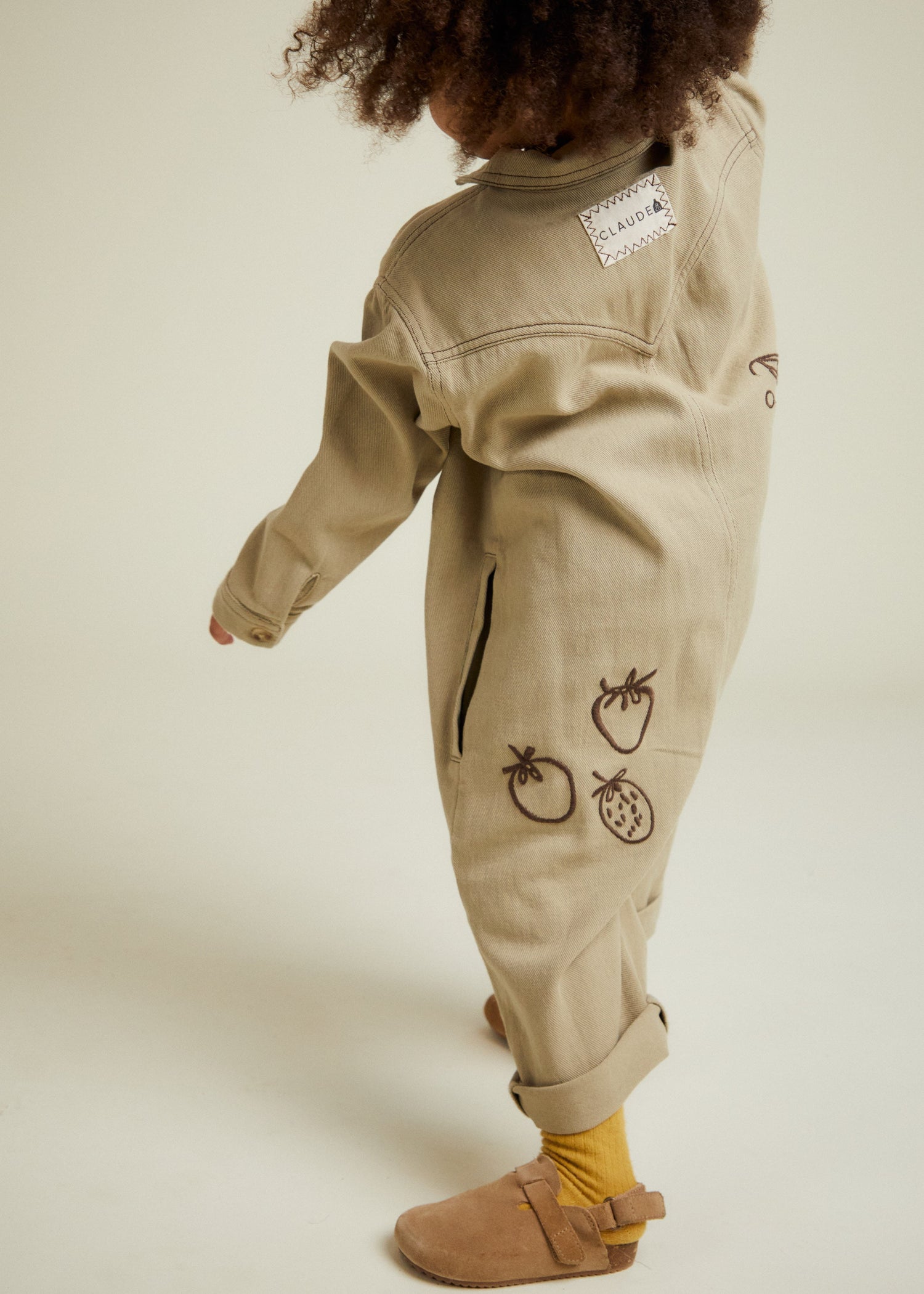QUINN OLIVE ALLOTMENT EMBROIDERED OVERALLS