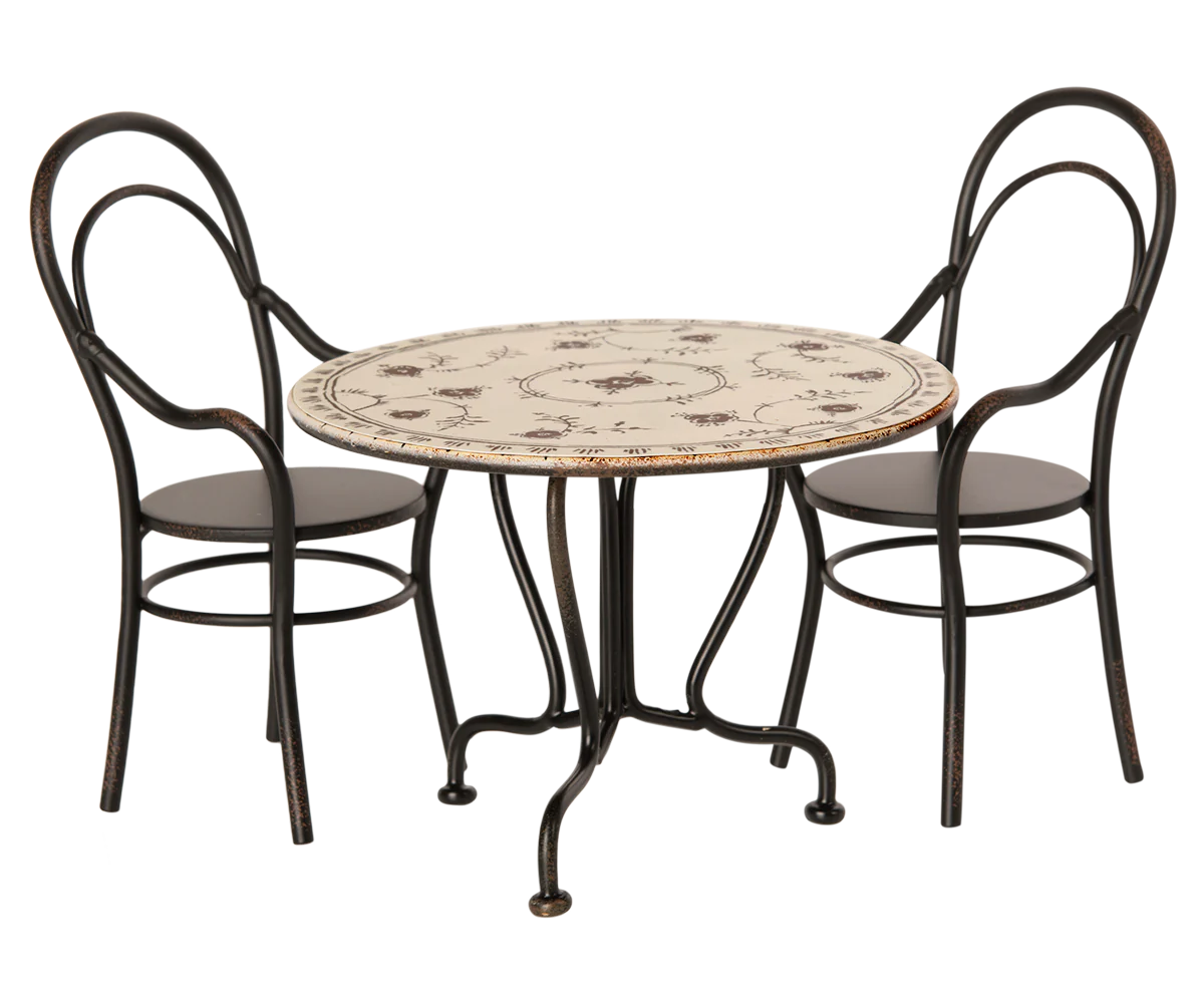 DINING TABLE, SET WITH 2 CHAIRS