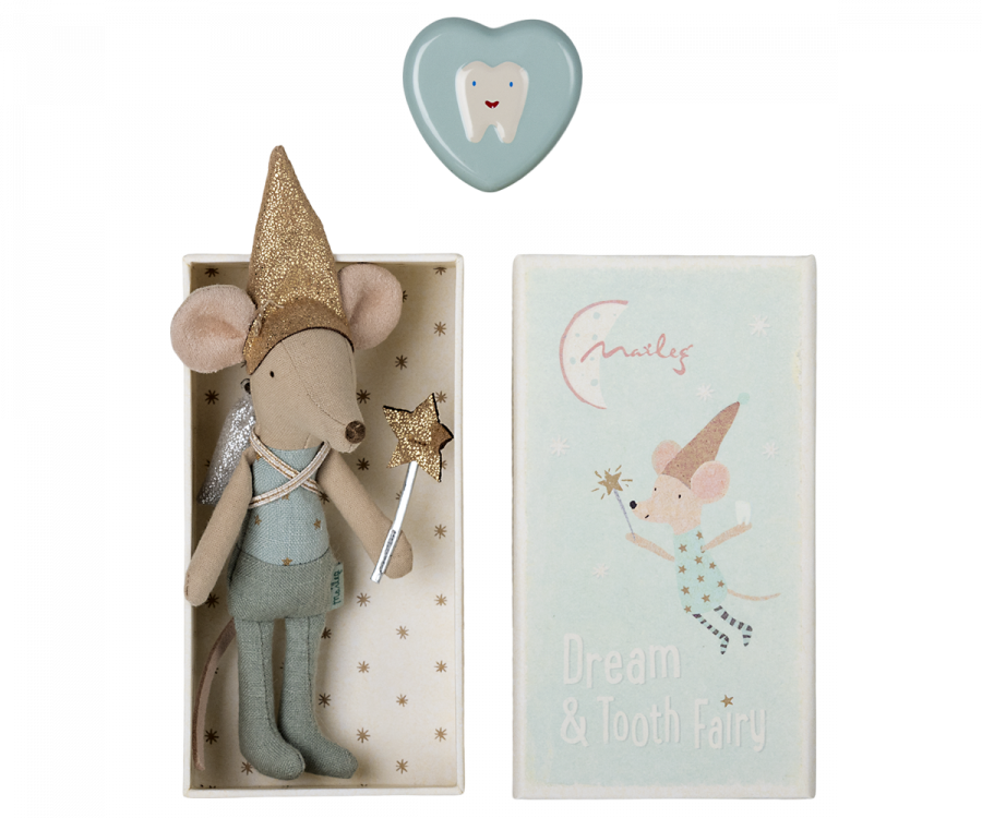 TOOTH FAIRY MOUSE IN MATCHBOX - BLUE