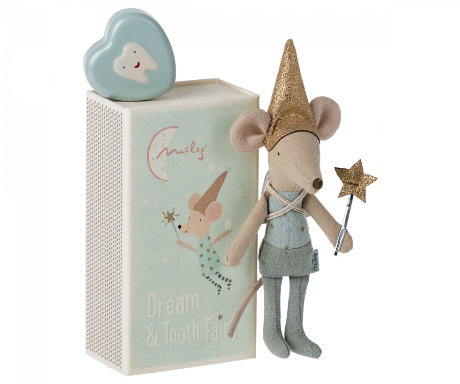 TOOTH FAIRY MOUSE IN MATCHBOX - BLUE