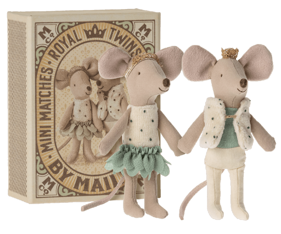 ROYAL TWINS MICE, LITTLE SISTER AND BROTHER IN BOX