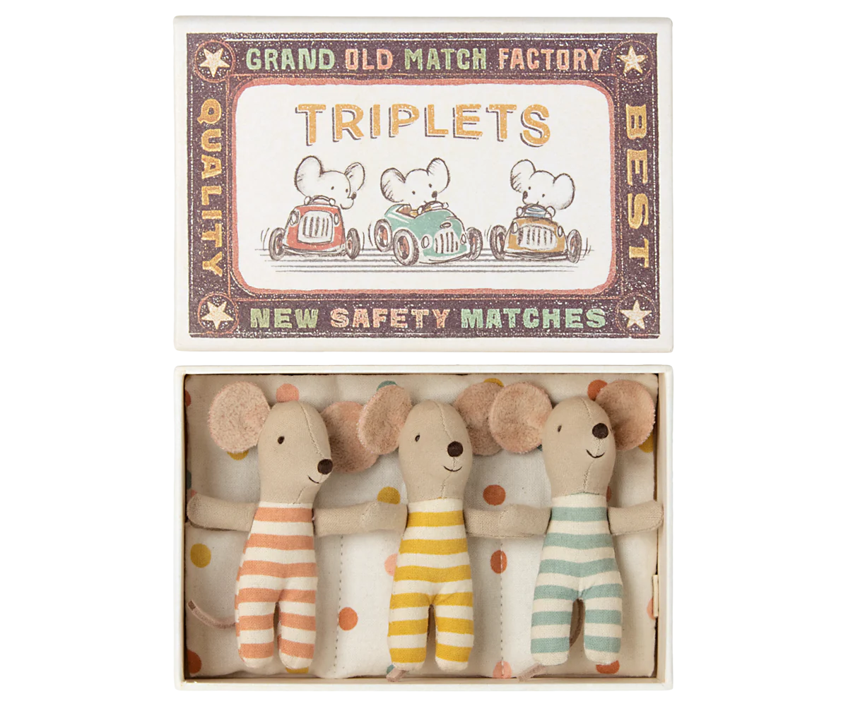 TRIPLETS, BABY MICE IN MATCHBOX