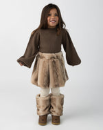 Isabelle Skirt Soft Taupe Striped Teddy