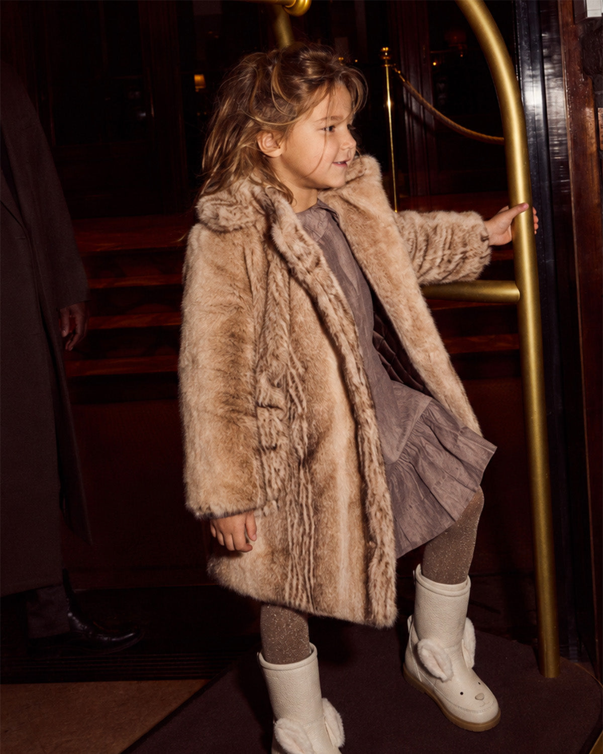 Mila Jacket Soft Taupe Striped Teddy