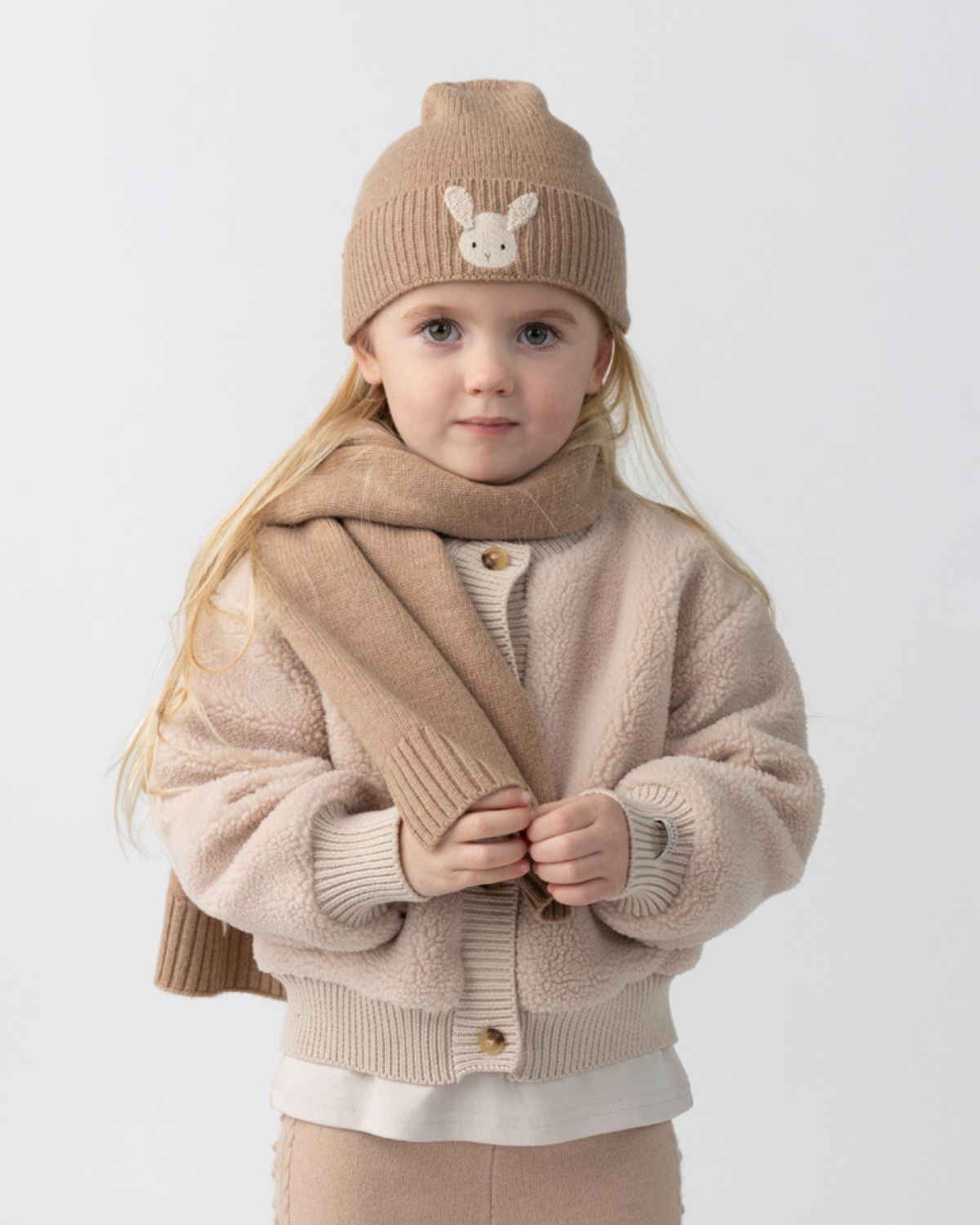 EVARAN MERINO WOOL HAT | FLUFFY BUNNY | HAZELNUT