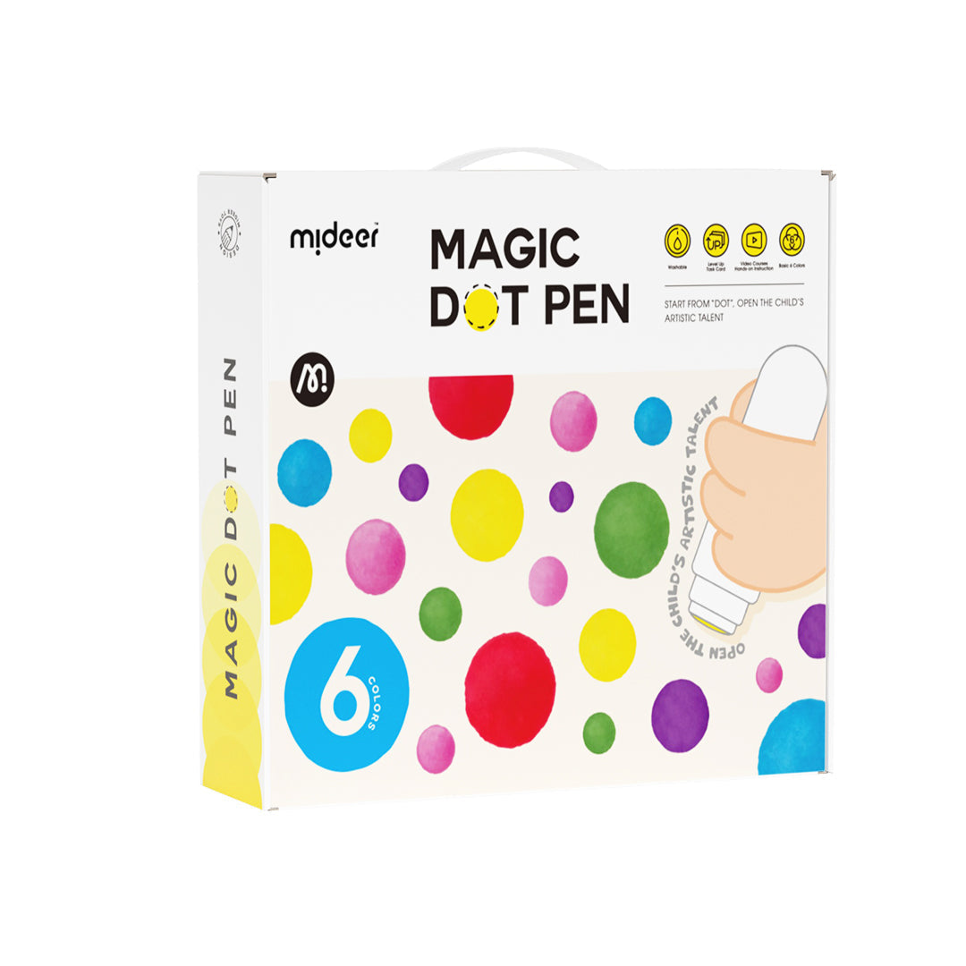 MAGIC DOT PEN - WASHABLE DOT MARKERS FELT TIP PENS - 6 COLOURS