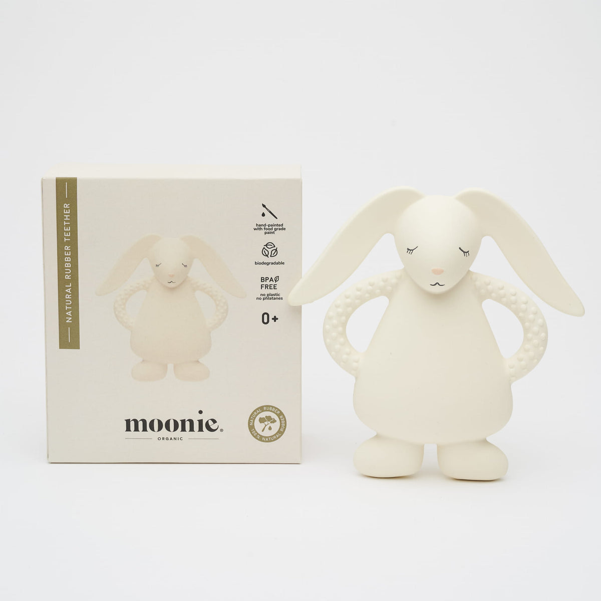 Moonie natural rubber teether Bunny Cream