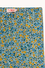 Flower Pattern Rib Pant Washed Blue