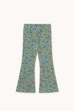 Flower Pattern Rib Pant Washed Blue