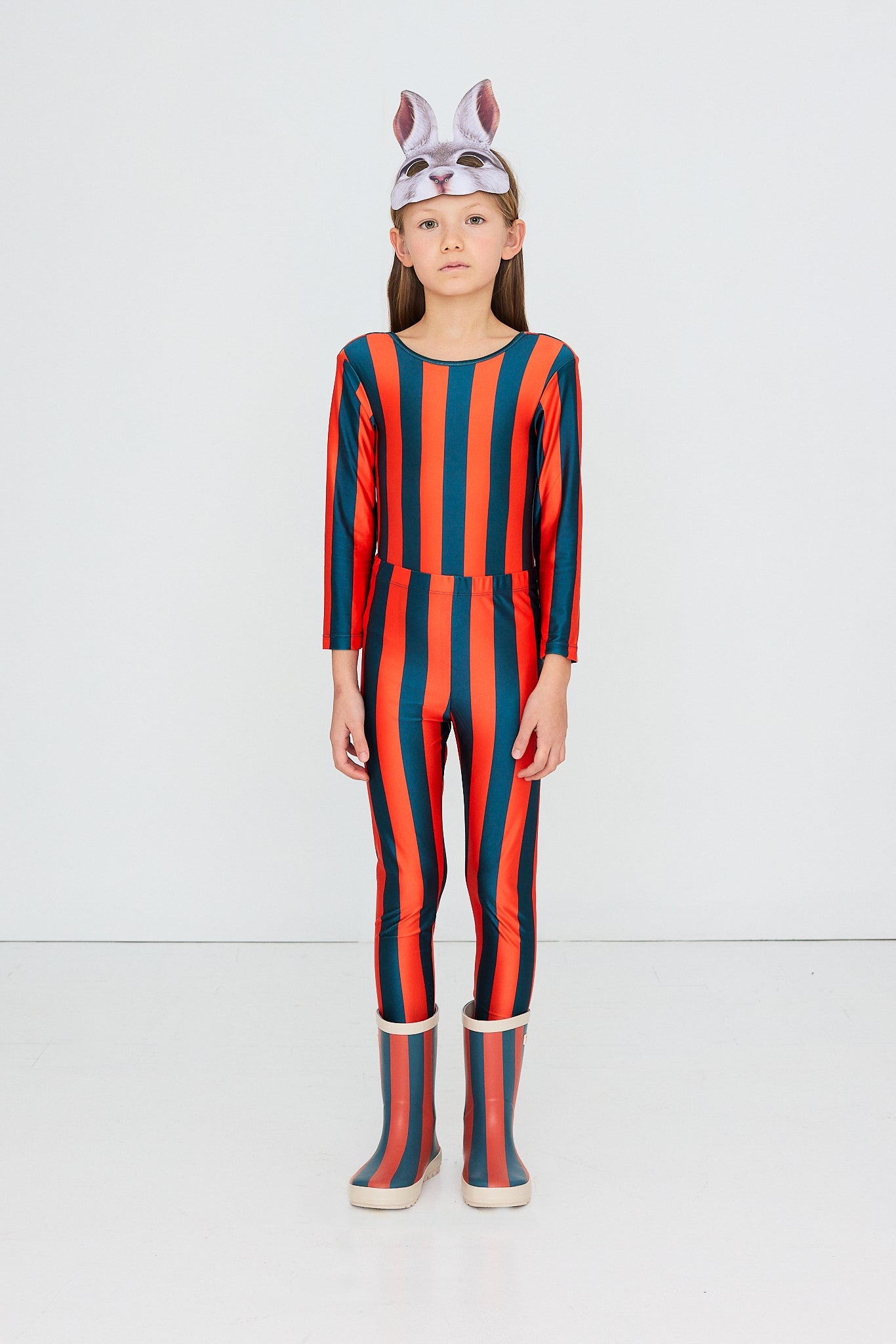 Red-Blue Stripes Shiny Leggings