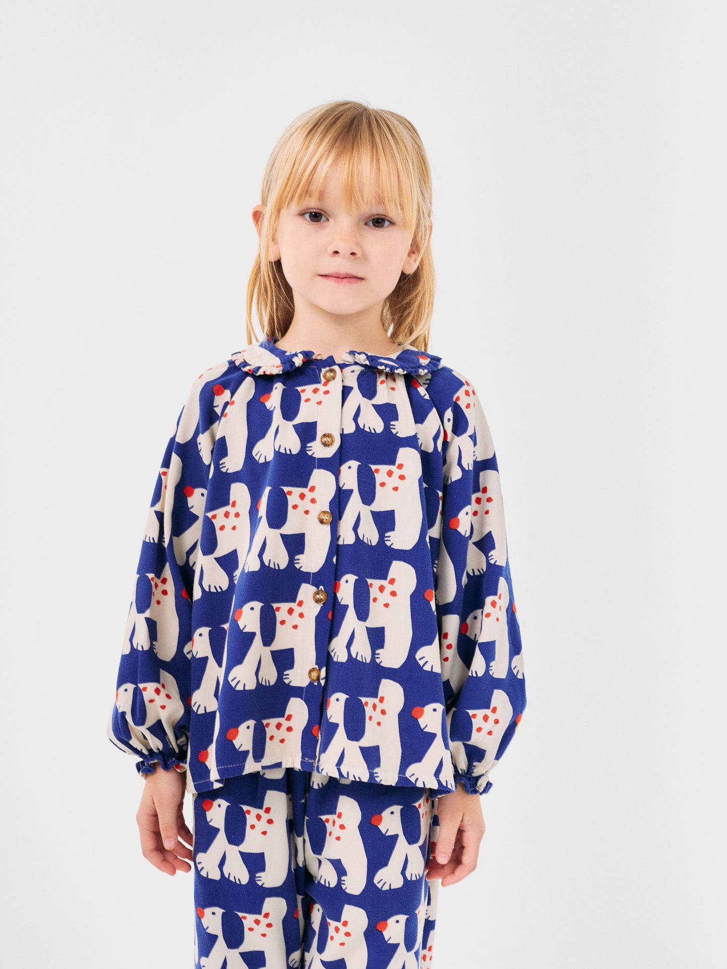 FAIRY DOG ALL OVER RANGLAN SLEEVE WOVEN BLOUSE