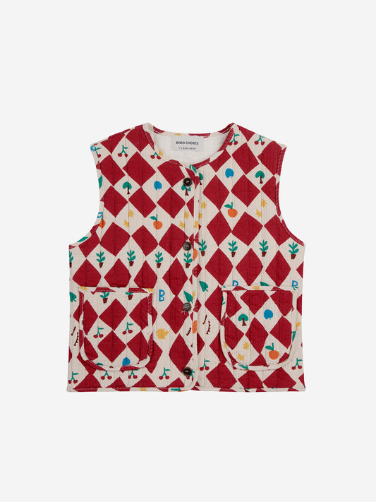 HARLEQUIN ALL OVER QUILTED VEST