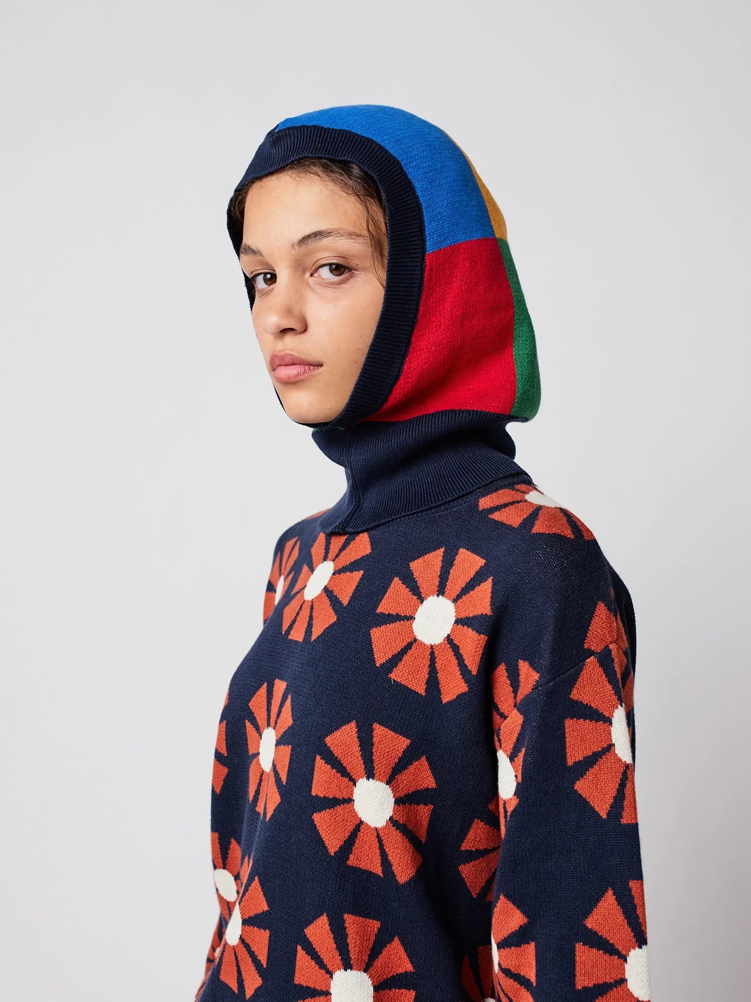 COLOR BLOCK KNITTED BALACLAVA