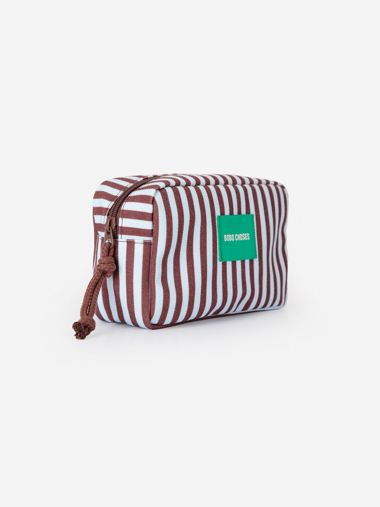 Striped canvas pouch detail