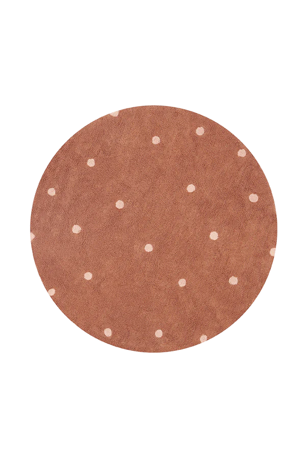 WASHABLE RUG ROUND DOT CHESTNUT