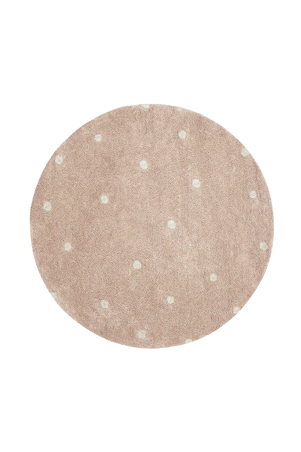 WASHABLE RUG ROUND DOT ROSE