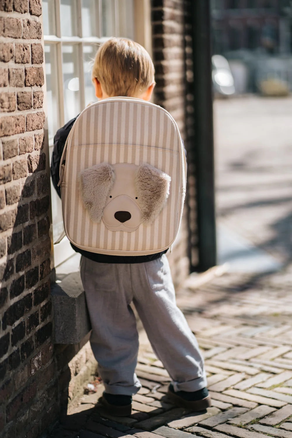 BIPPE SCHOOLBAG | GOLDEN RETRIEVER | IVORY - OFF-WHITE STRIPED