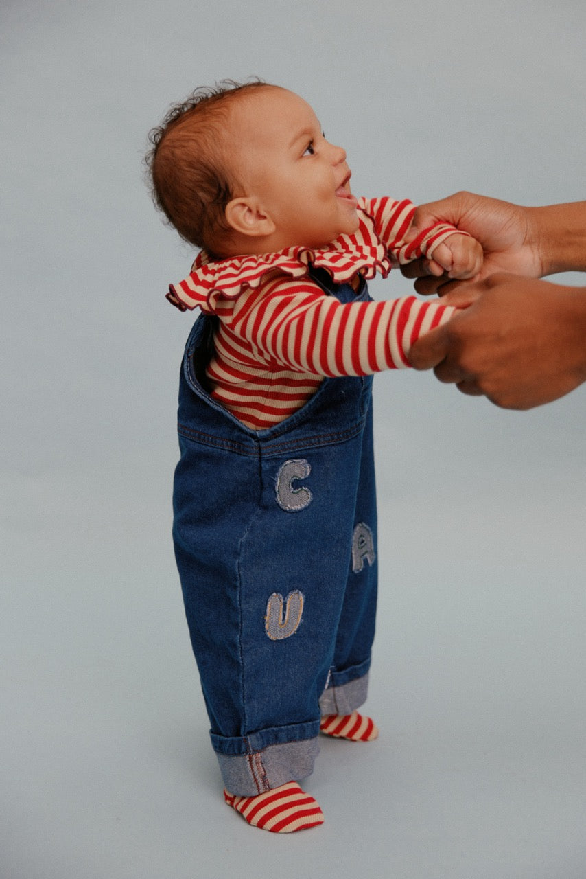 MILKING IT CRIMSON STRIPE ONESIE