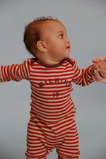 MILKING IT CRIMSON STRIPE ONESIE