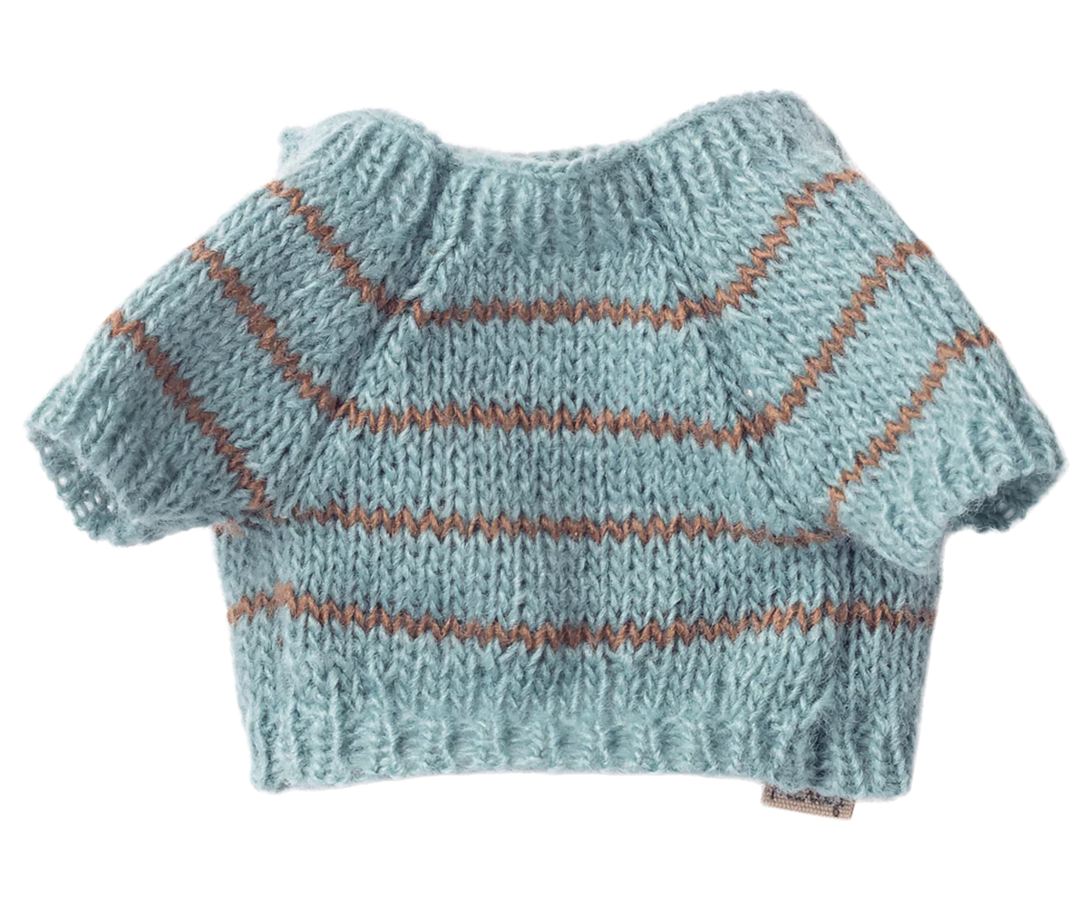 PUPPY SUPPLY, SMALL, KNITTED SWEATER - DUSTY BLUE
