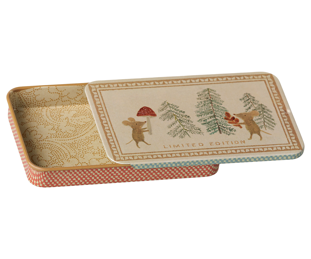 METAL BOX W. SLIDING LID - CHRISTMAS MICE