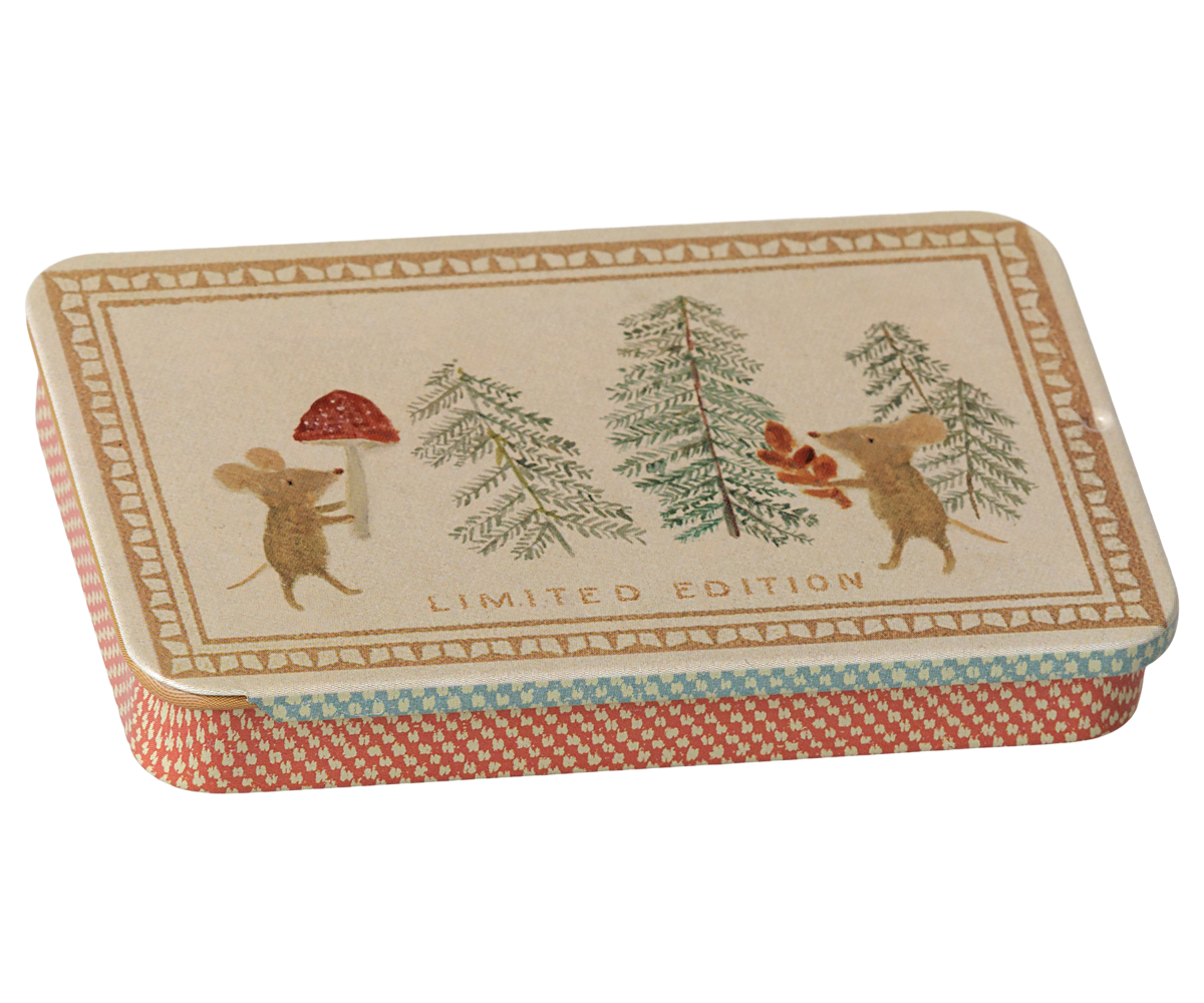 METAL BOX W. SLIDING LID - CHRISTMAS MICE