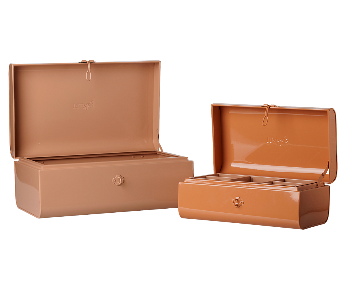 Storage suitcase set - Powder/Coral w. tray
