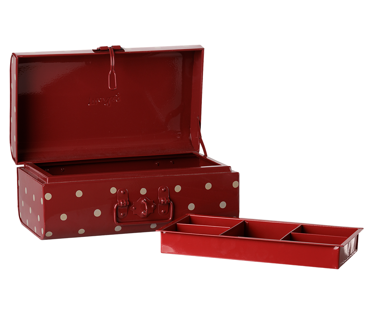 Storage suitcase, Small - Dark red w. tray