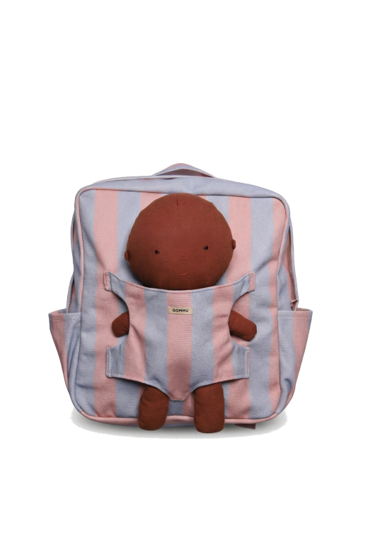 GOMMU BIG STRIPES BACKPACK - WASHED BLUE/WILD ROSE