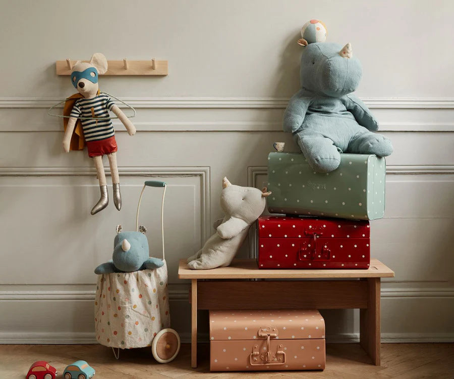 STORAGE SUITCASE, SMALL - RED WITH DOTS