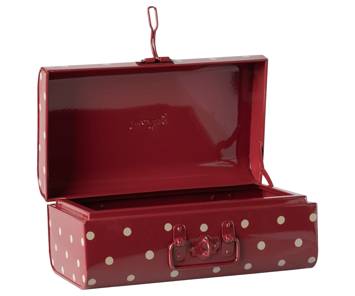 Storage suitcase - Small Red with dots