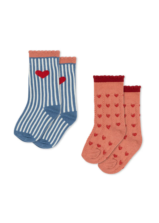 2 PACK JAQUARD SOCKS - HEART MIX