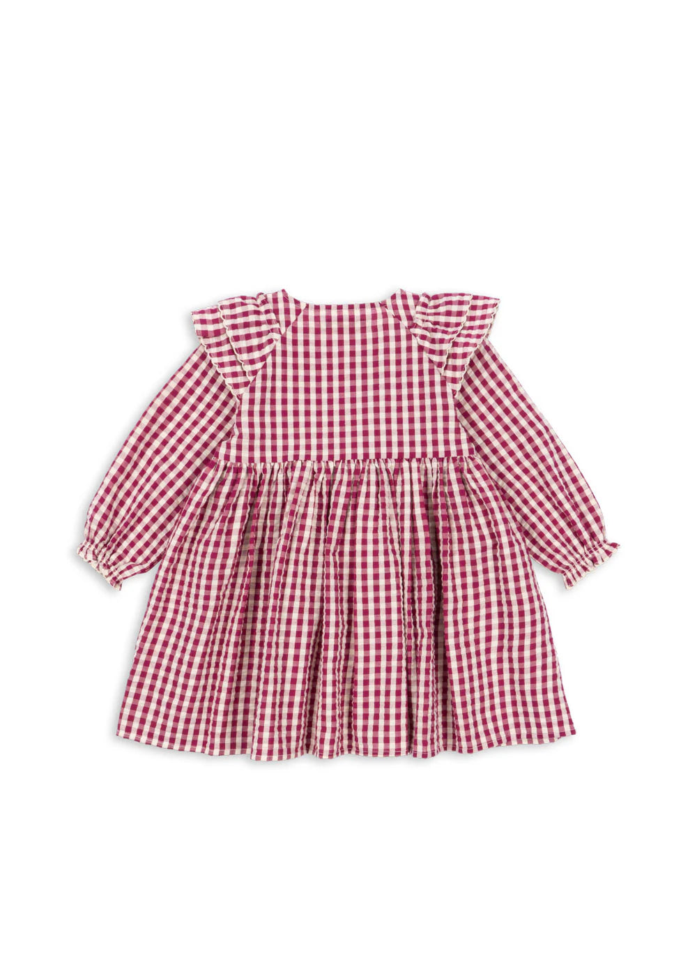KIM DRESS GOTS - SANGRIA/BUTTER CHECK