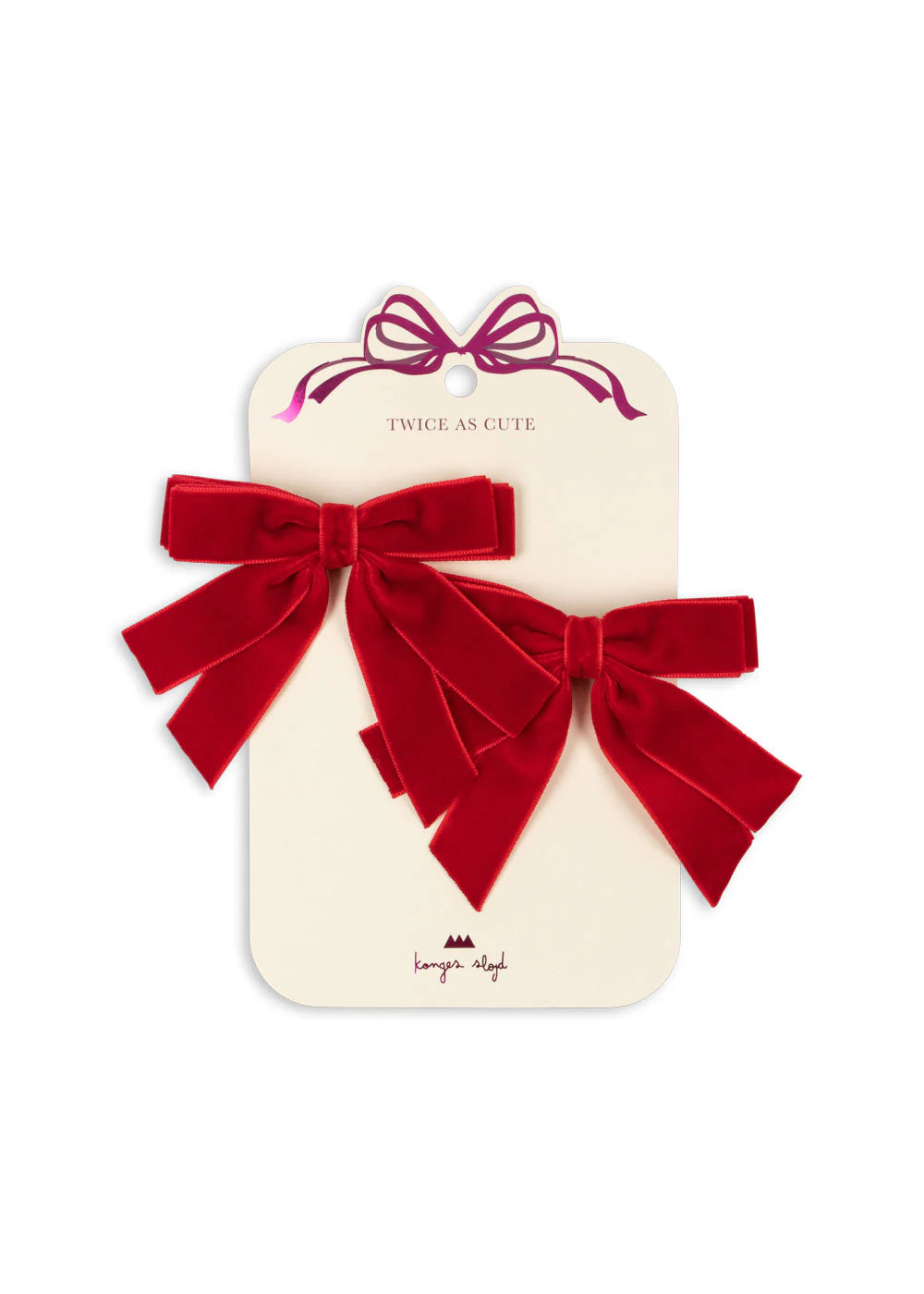 2 PACK VELVET BOW HAIR CLIPS - BARBADOS CHERRY