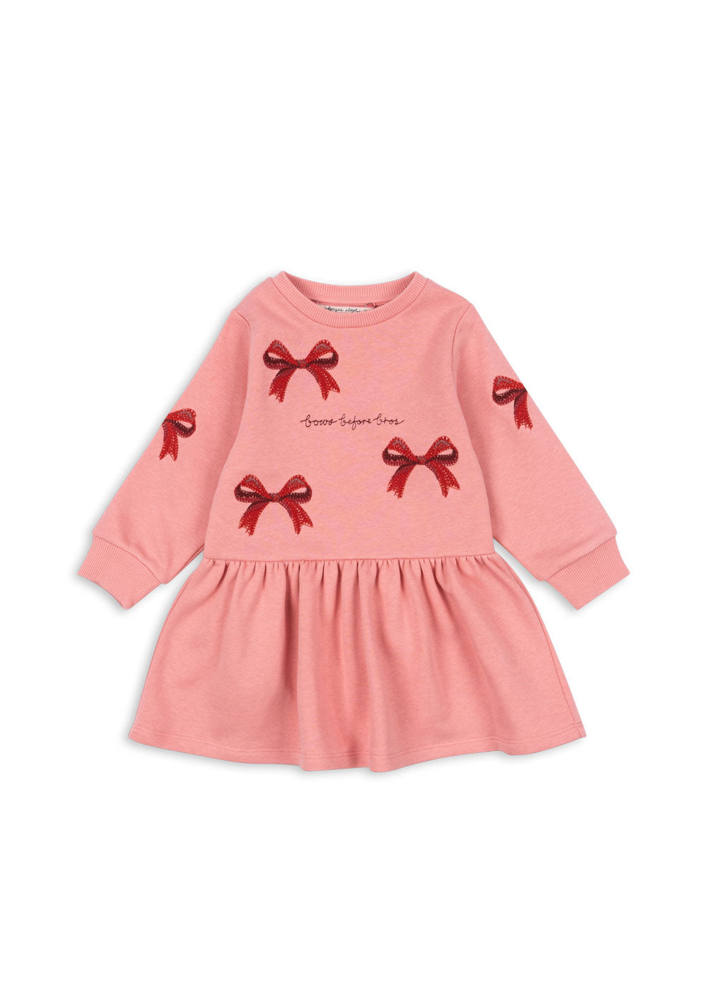 LOU BOW SWEAT DRESS - STRAWBERRY ICE