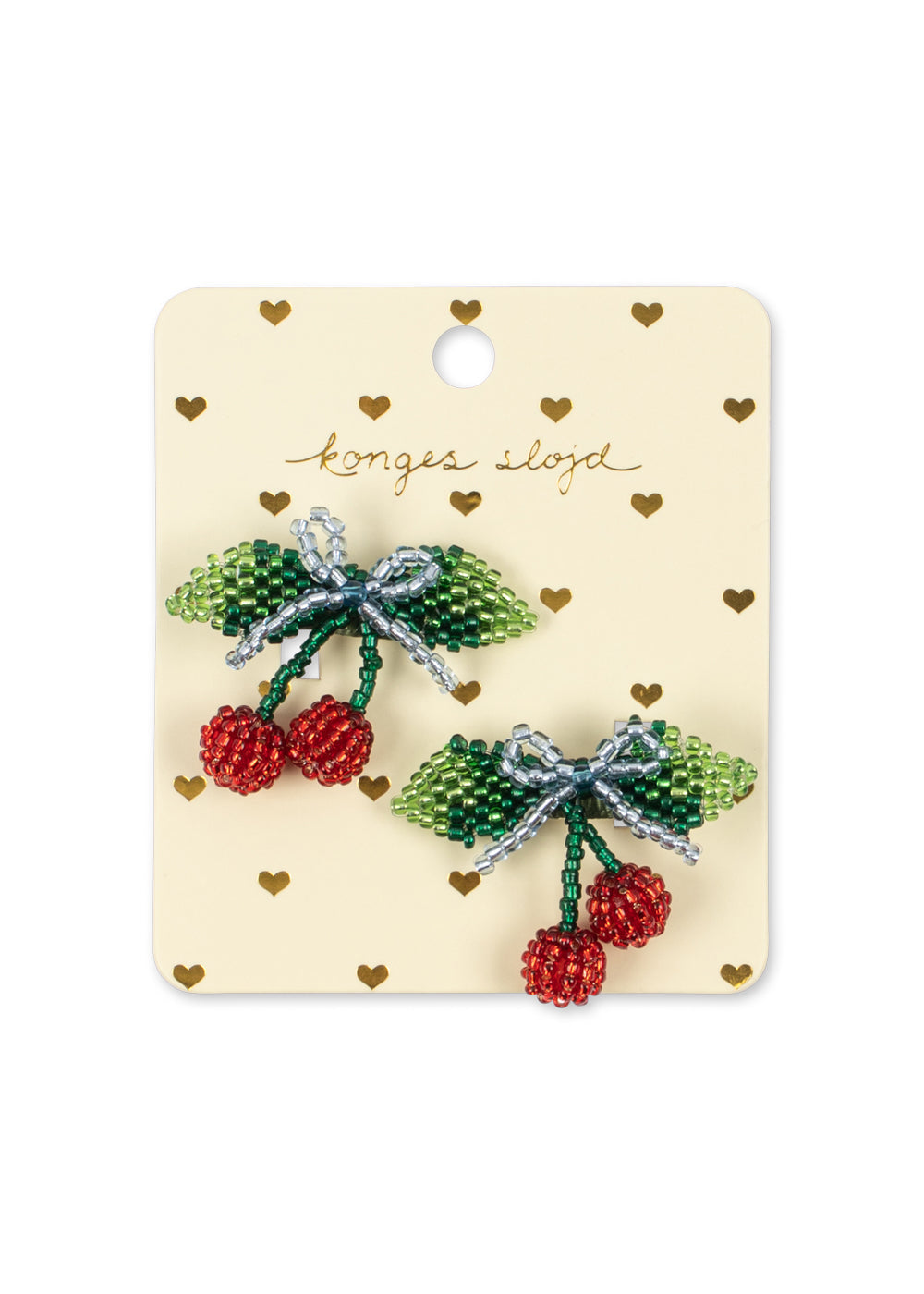 Beaded Cherry Bow Hair Clip