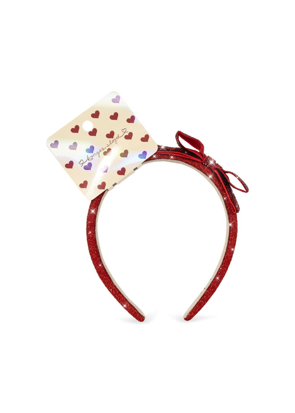 VELVET BOW HAIRBRACE - RED GLITTER