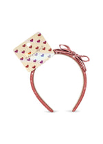 VELVET BOW HAIRBRACE - ROSE GLITTER