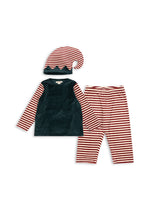 CHRISTMAS ELF COSTUME GRS - GREENER PASTURES/RED DAHLIA STRIPE
