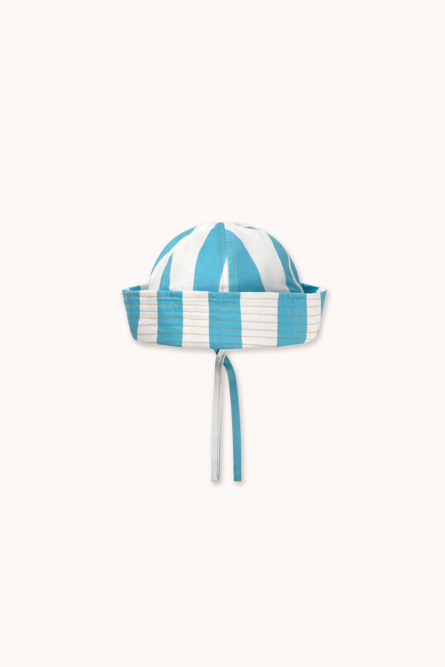 STRIPES TWILL SAILOR HAT - LIGHT CYAN