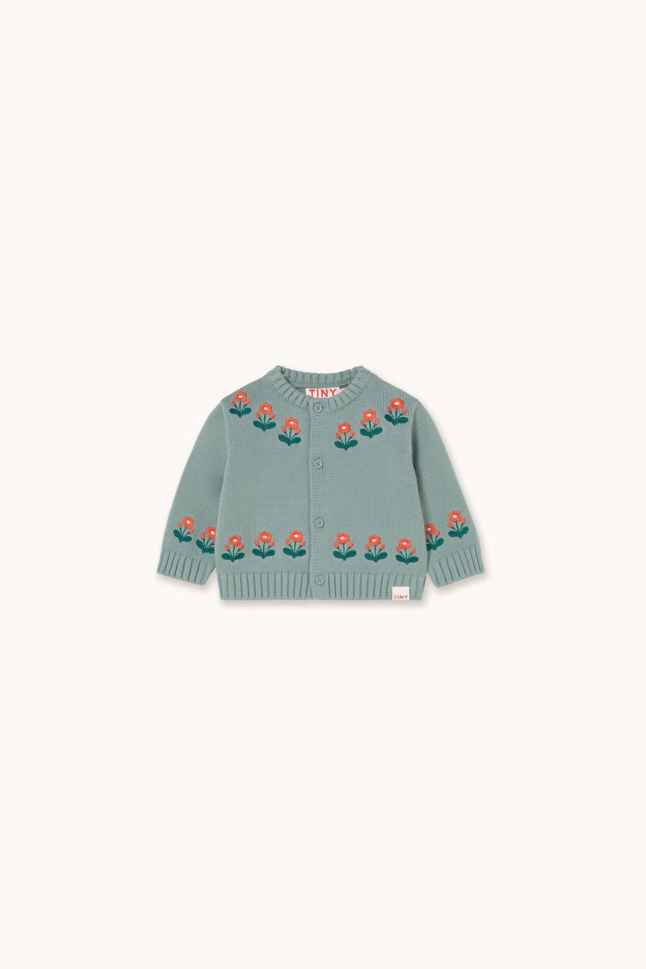 FLOWERS BABY CARDIGAN - SAGE