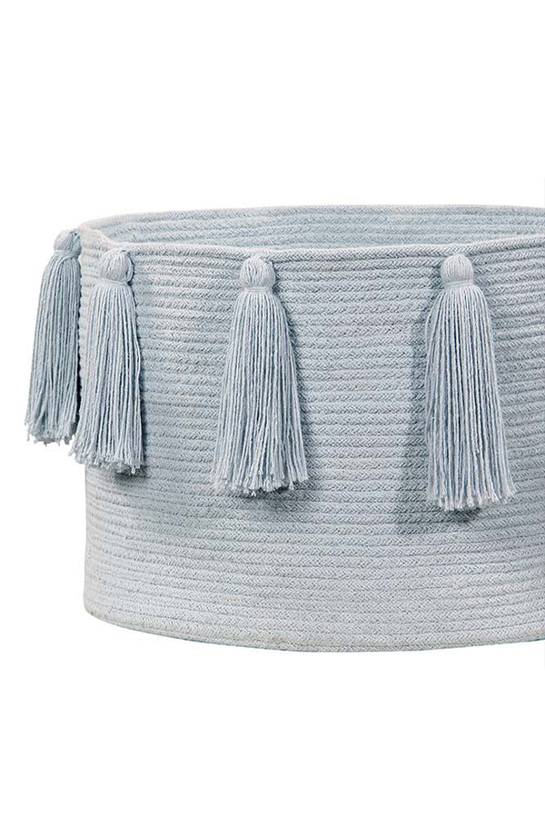 BASKET TASSELS SOFT BLUE