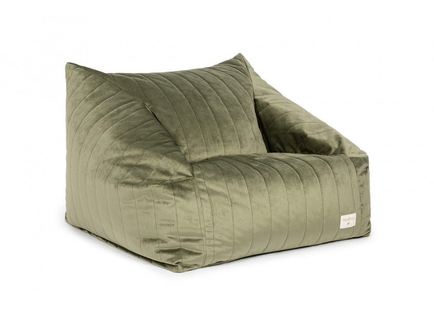 CHELSEA ARMCHAIR BEANBAG • VELVET OLIVE GREEN